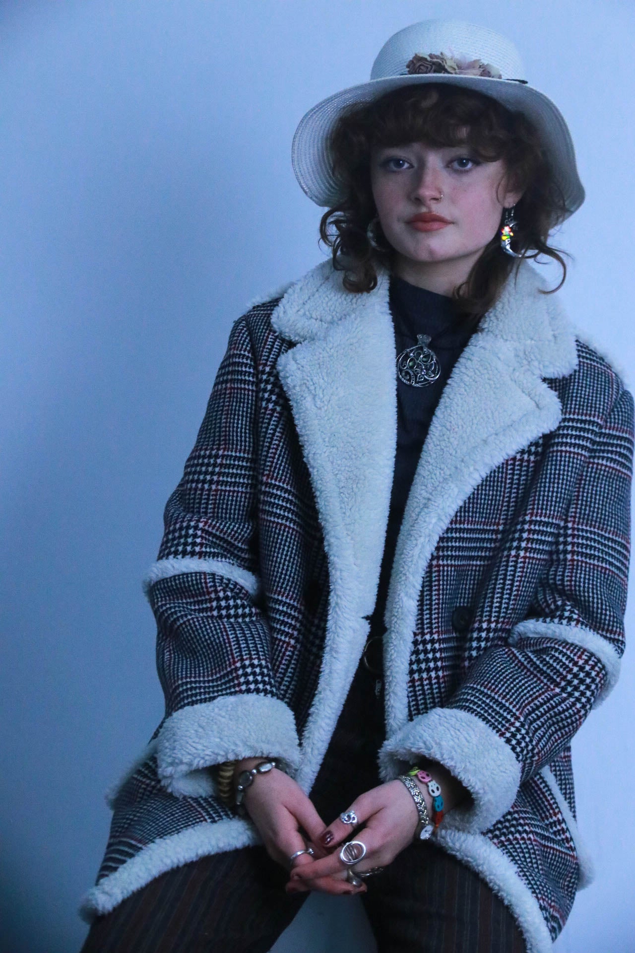 Rubynee Vintage checkered trench coat