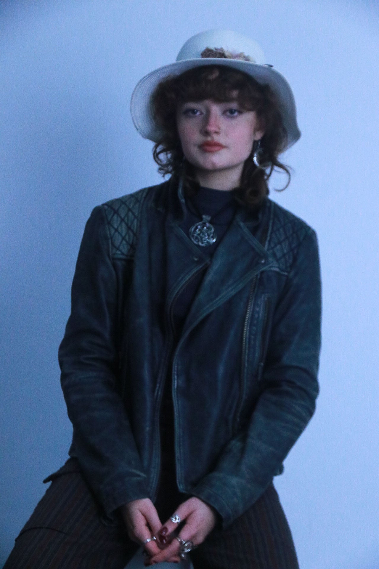 Rubynee Vintage thick brown leather jacket