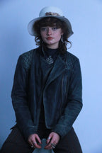 Rubynee Vintage thick brown leather jacket