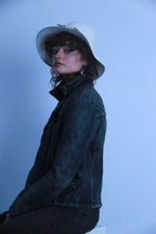 Rubynee Vintage thick brown leather jacket