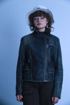 Rubynee Vintage thick brown leather jacket