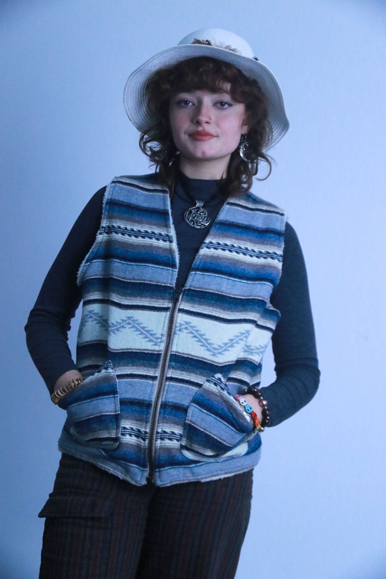 Rubynee vintage sleeveless multi zip up jacket