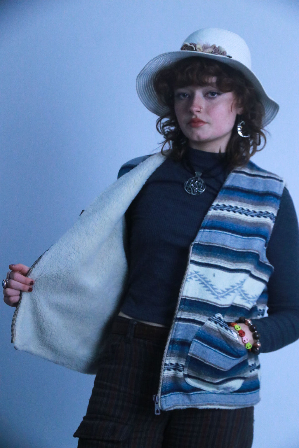 Rubynee vintage sleeveless multi zip up jacket