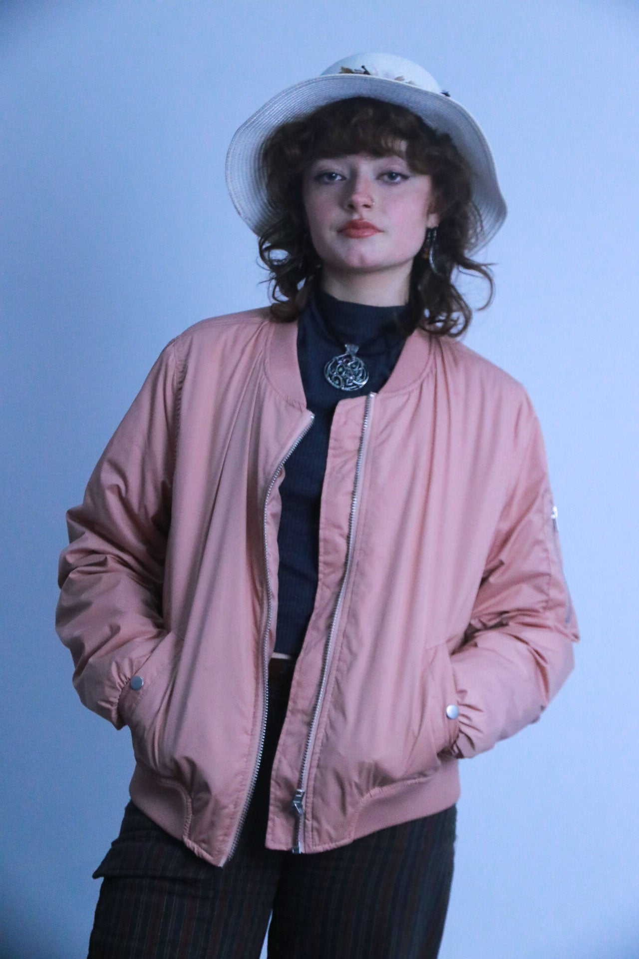 Rubynee Vintage bomber pink zip up jacket