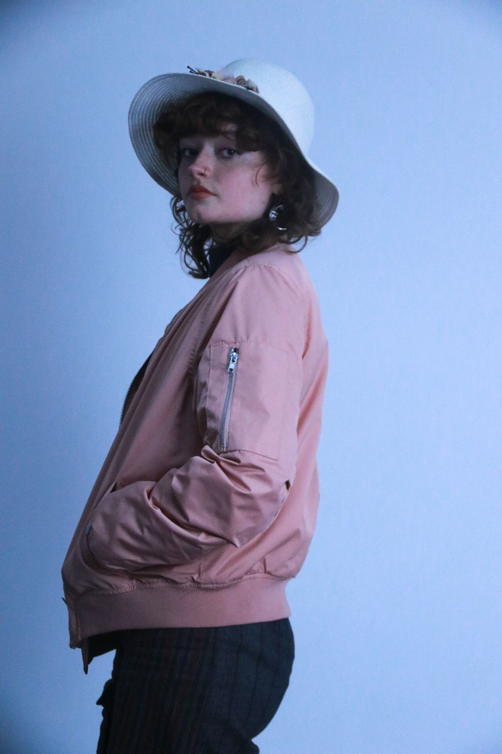 Rubynee Vintage bomber pink zip up jacket