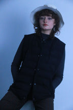Rubynee Vintage puffed sleeveless black zip up jacket