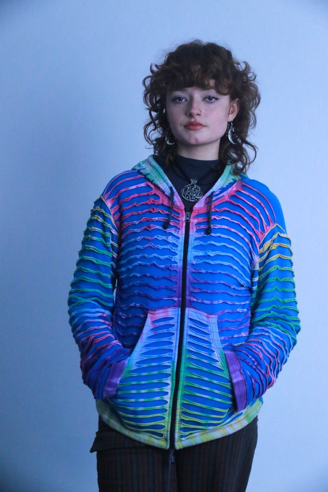 Rubynee vintage multi  color zip up hoodie jacket