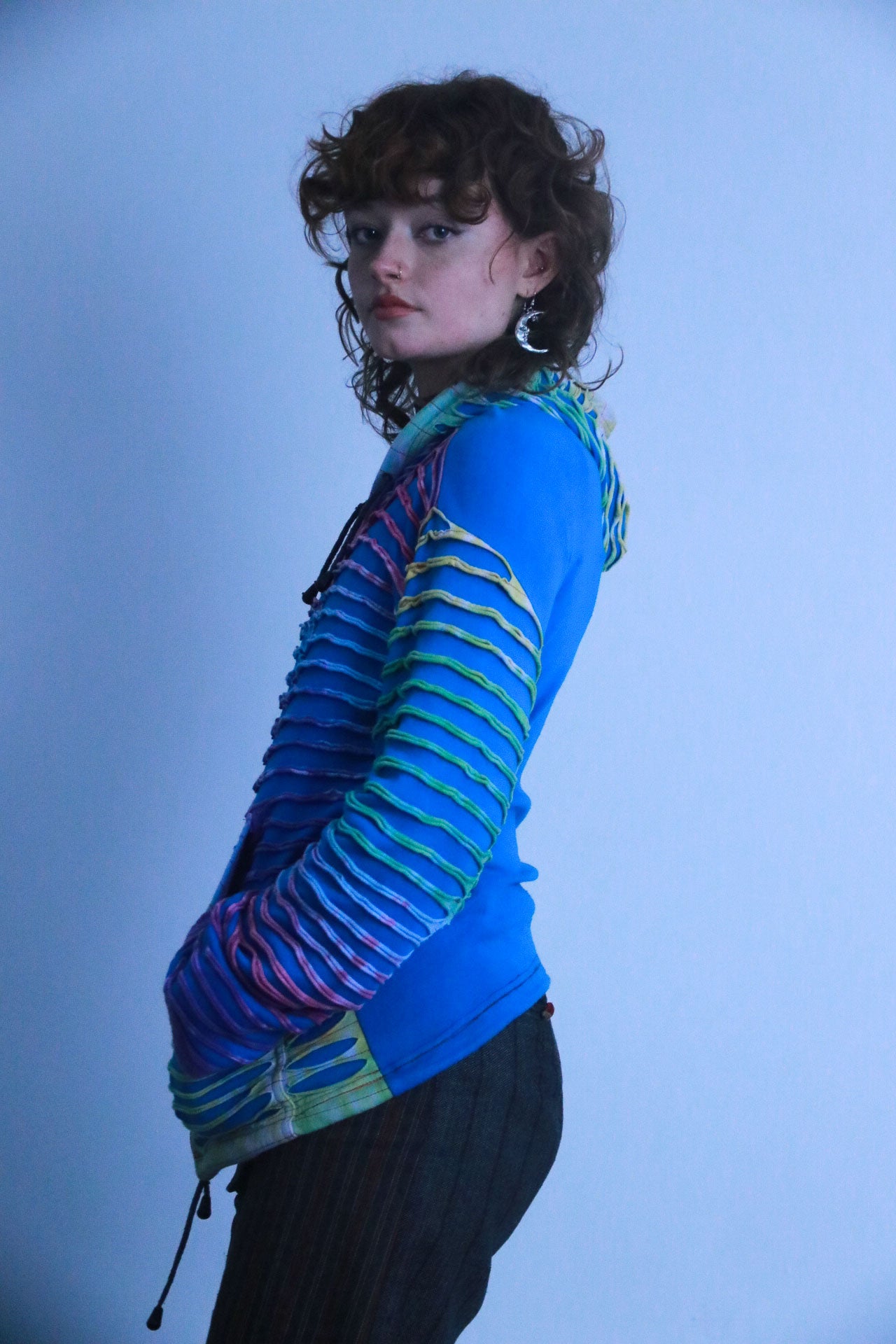 Rubynee vintage multi  color zip up hoodie jacket