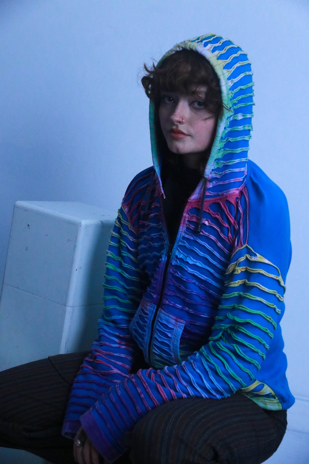 Rubynee vintage multi  color zip up hoodie jacket