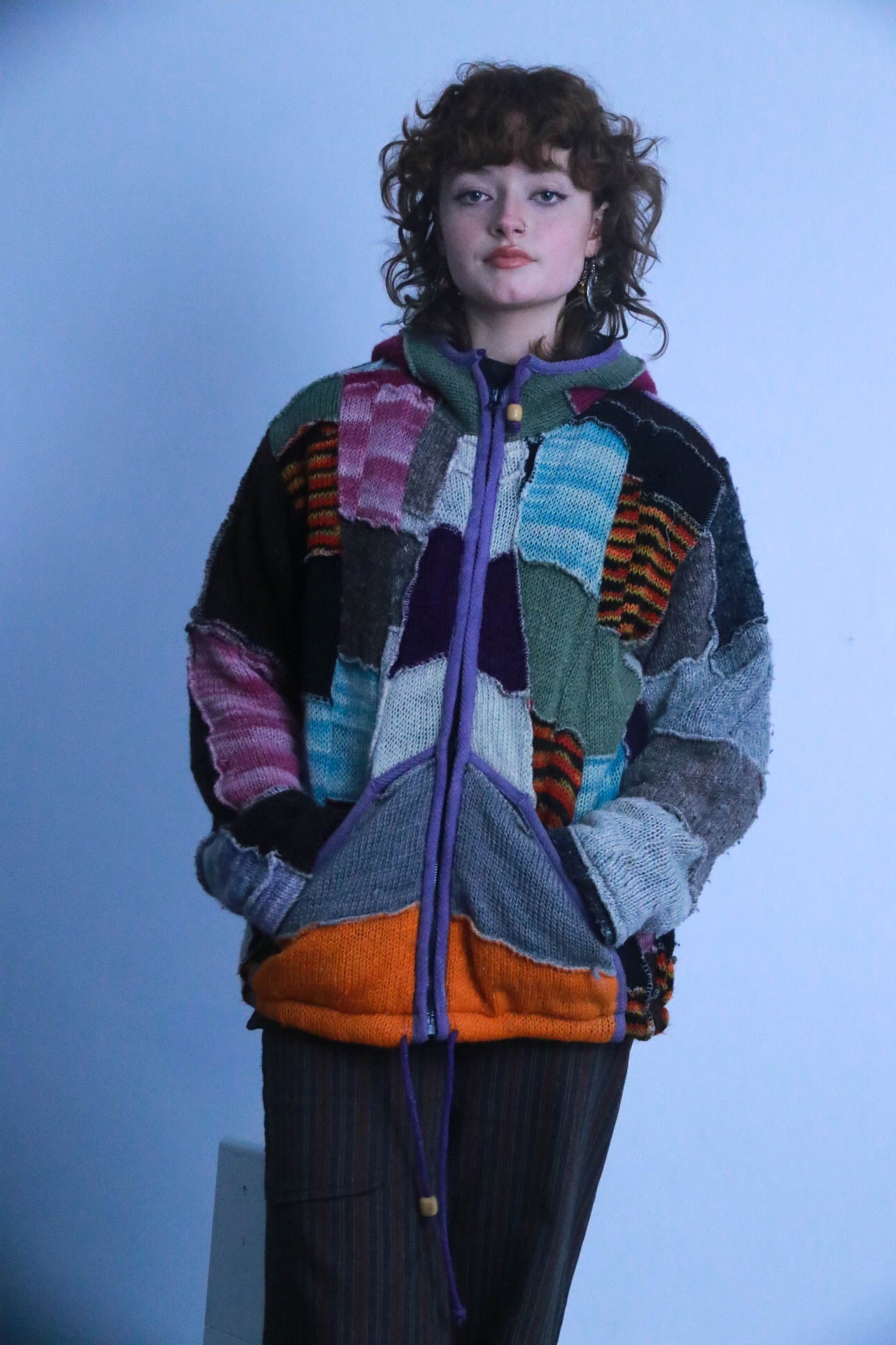 Rubynee vintage multi  color zip up hoodie jacket