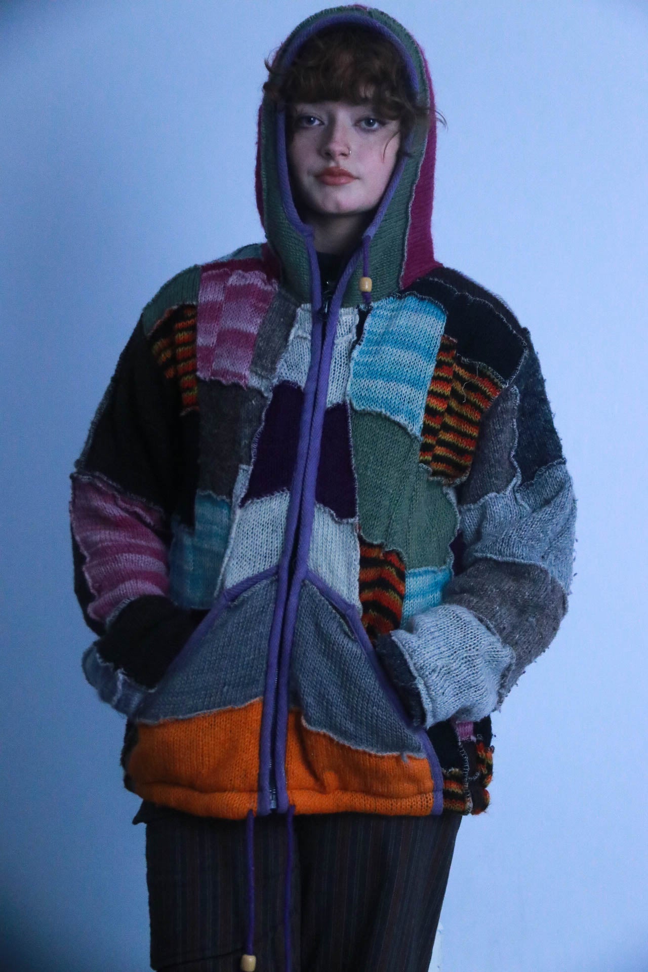 Rubynee vintage multi  color zip up hoodie jacket