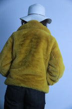 Rubynee vintage thick fur yellow jacket