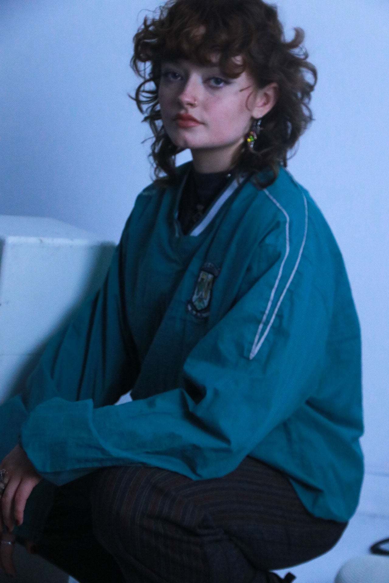 vintage green vneck sweatshirt