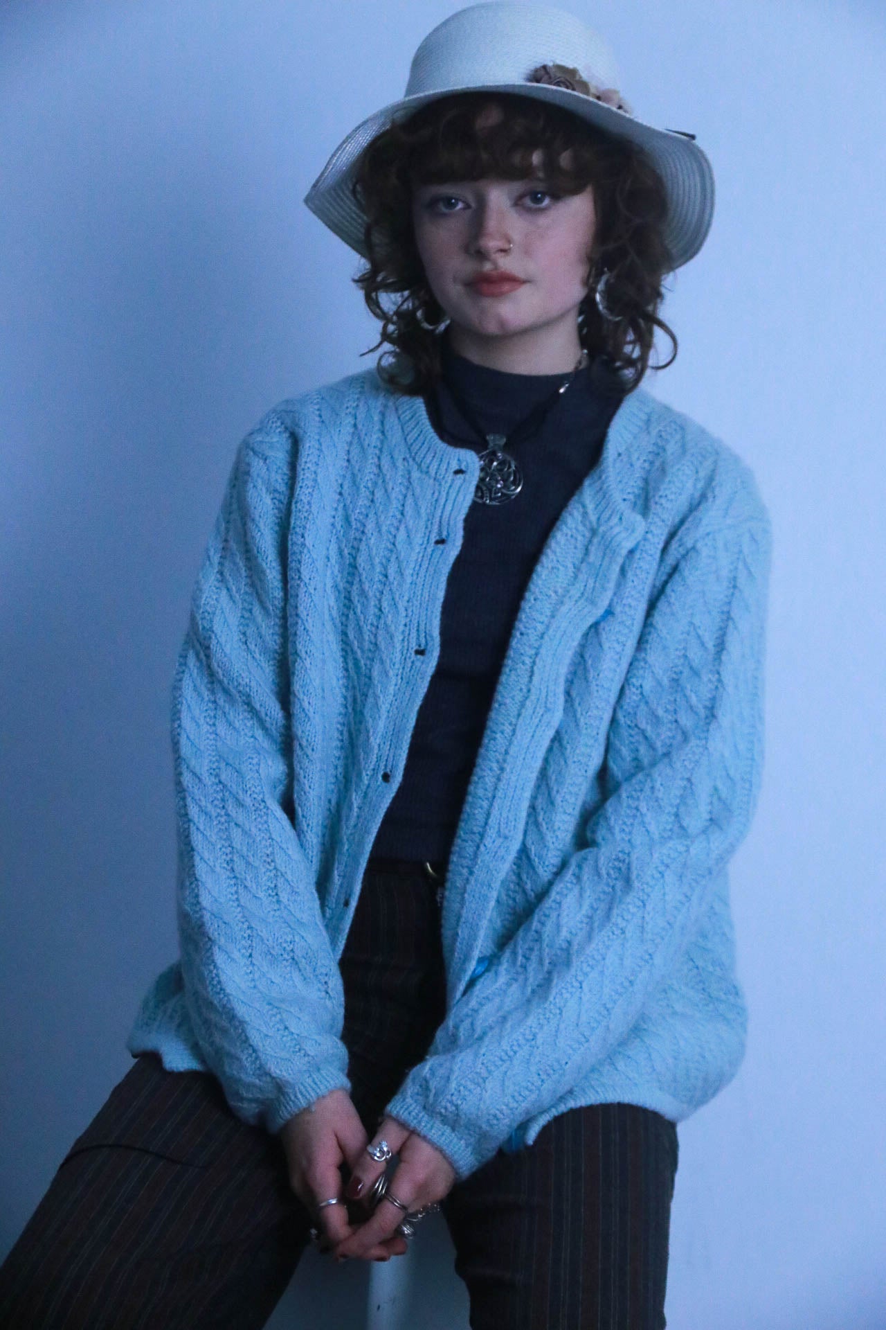 Rubynee vintage blue wool sweatshirt