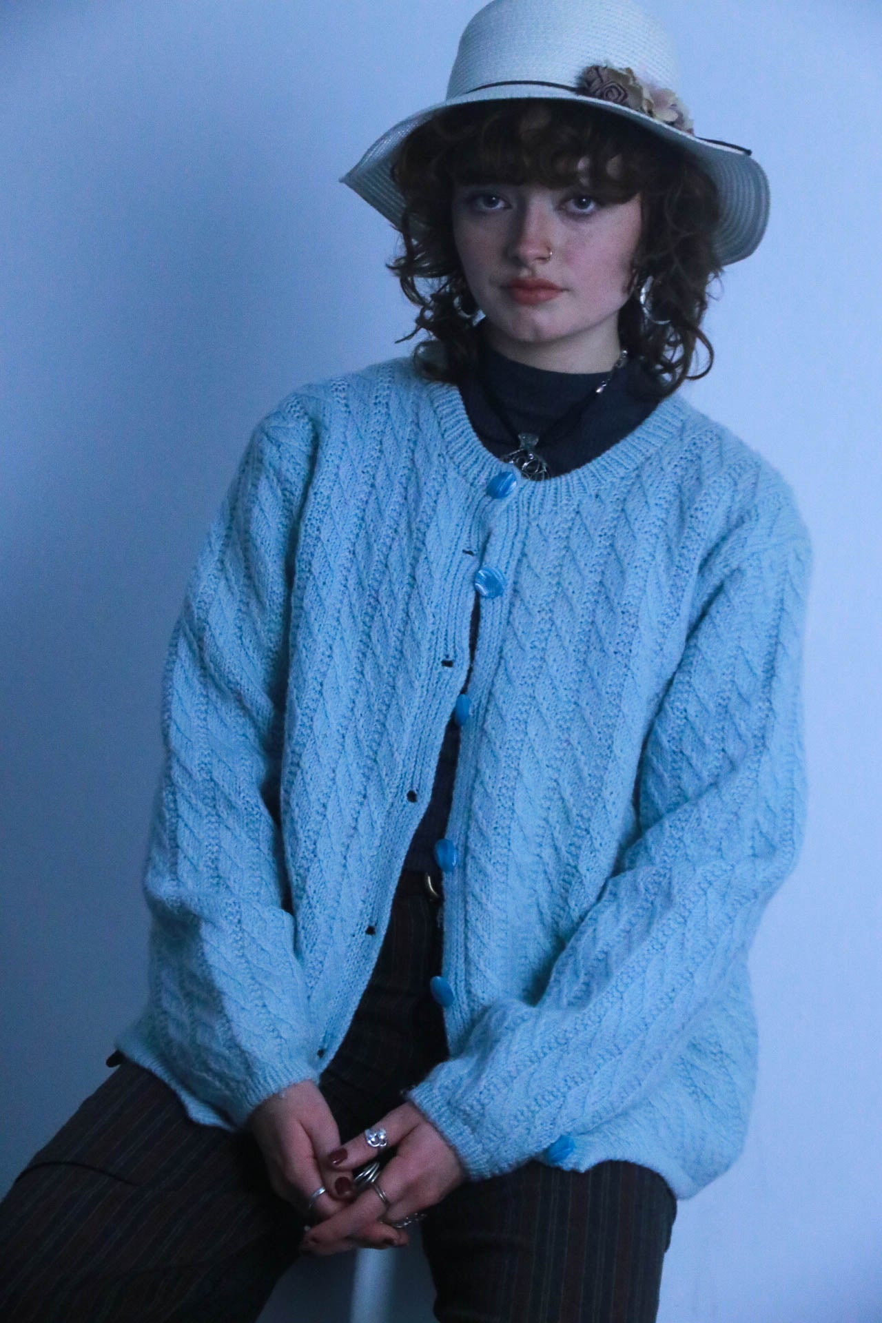 Rubynee vintage blue wool sweatshirt