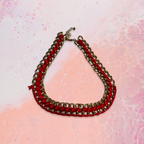 GOAH Gold and Red Threaded Chunky Women's Necklace