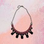 GOAH Pink and black studded womens necklace