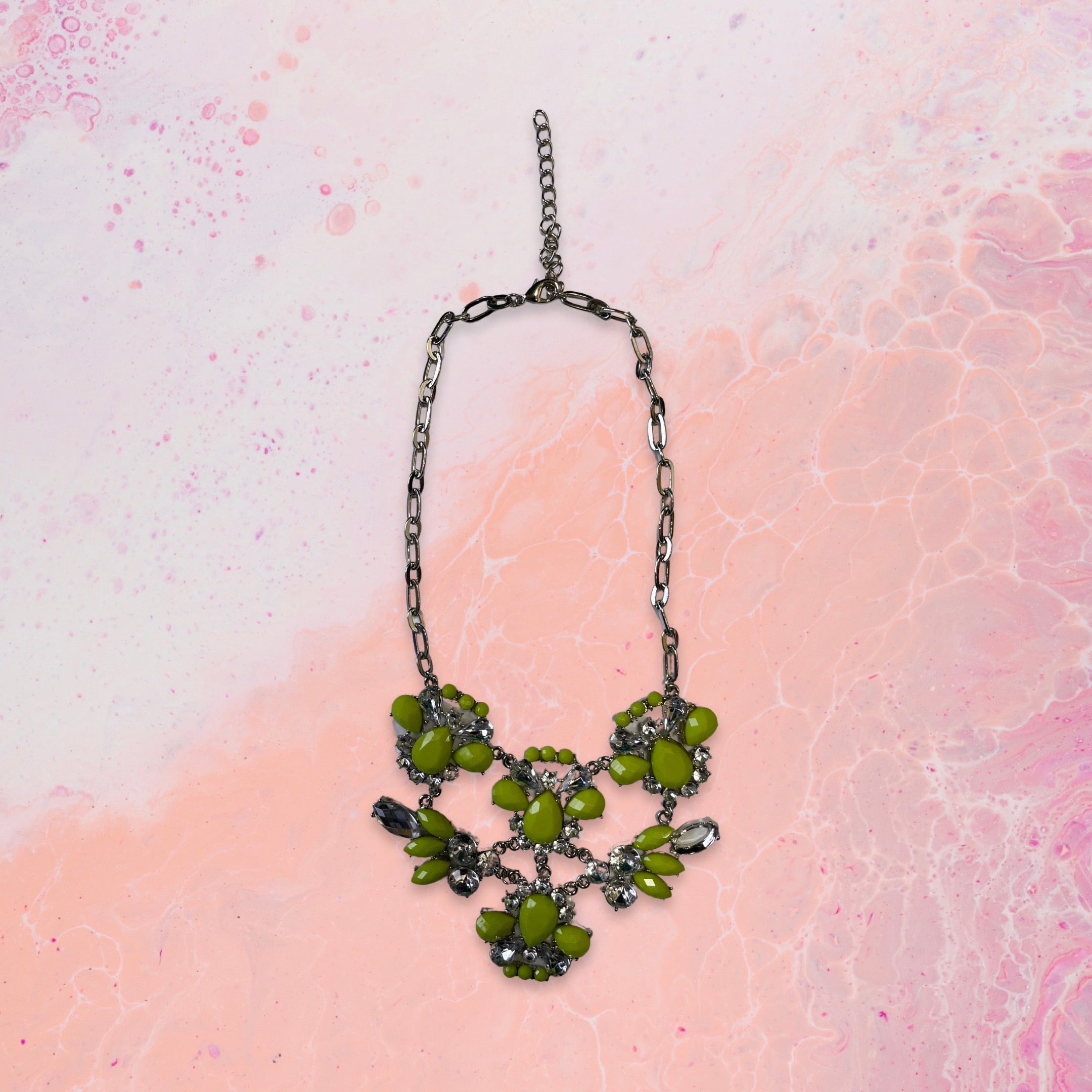 GOAH Green and Silver studded womens necklace