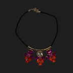 GOAH Purple and red studded black threaded women's necklace