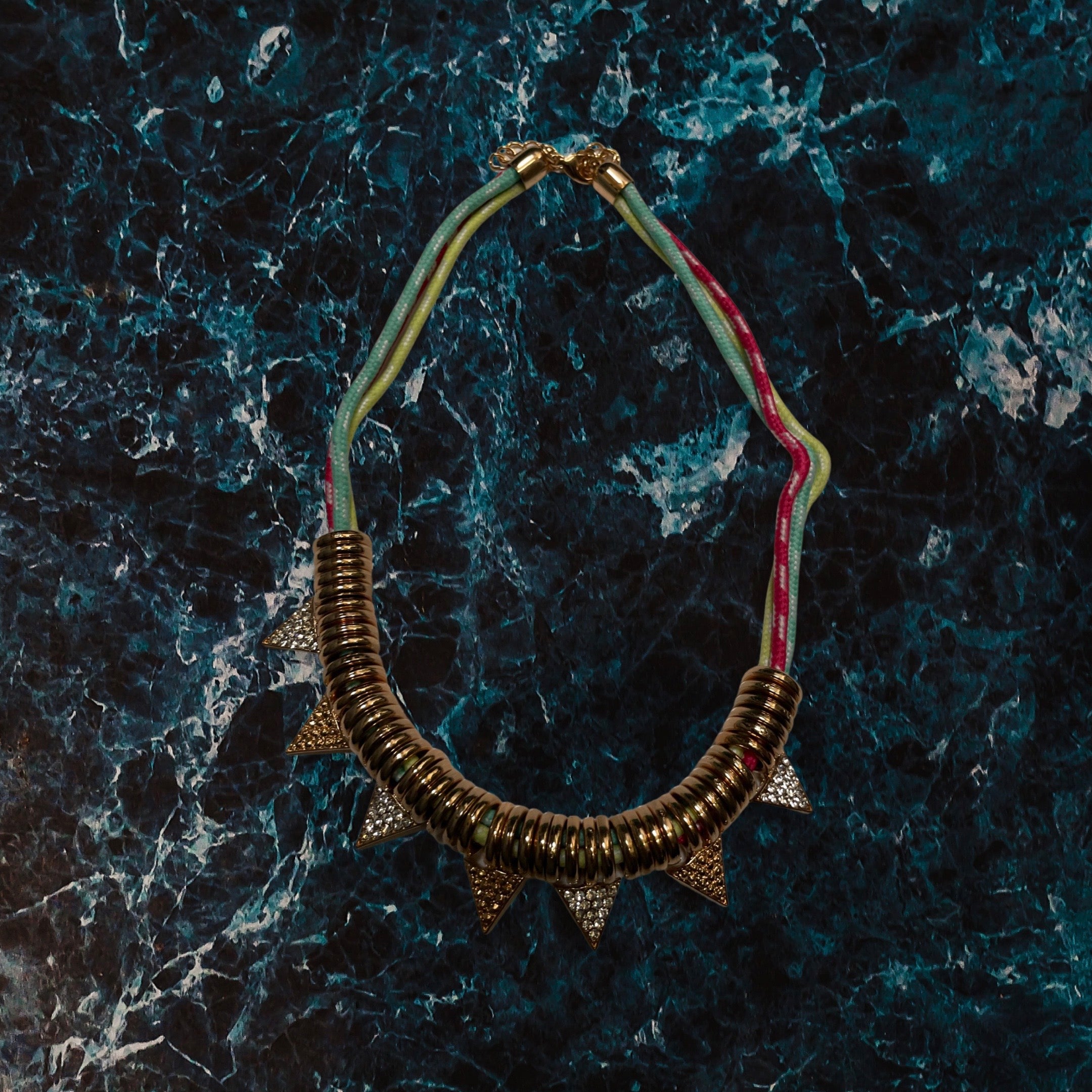 GOAH Multi color thread Gold plated women's necklace