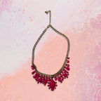 GOAH Pink studded gold plated womens necklace