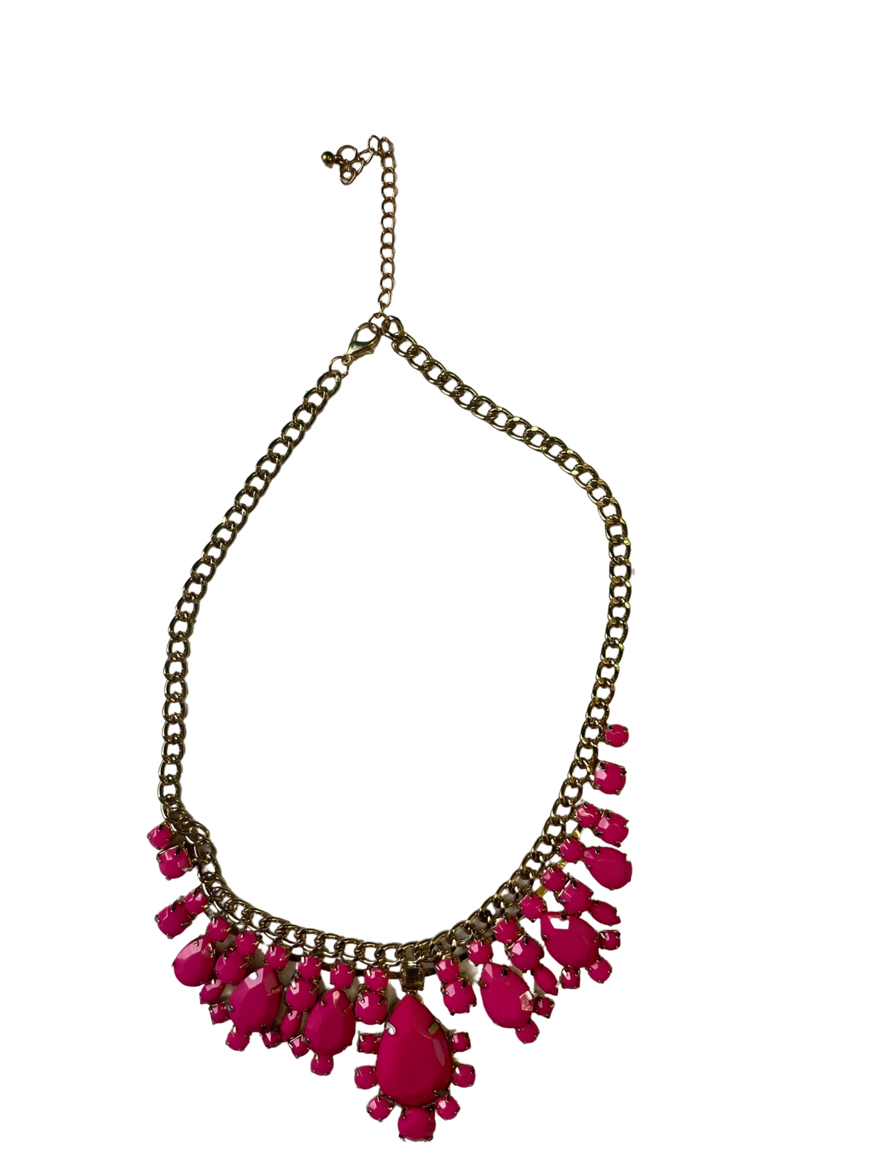 GOAH Pink studded gold plated womens necklace