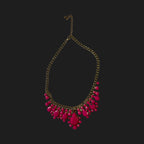 GOAH Pink studded gold plated womens necklace