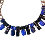 GOAH Gold plated women necklace with blue pendant