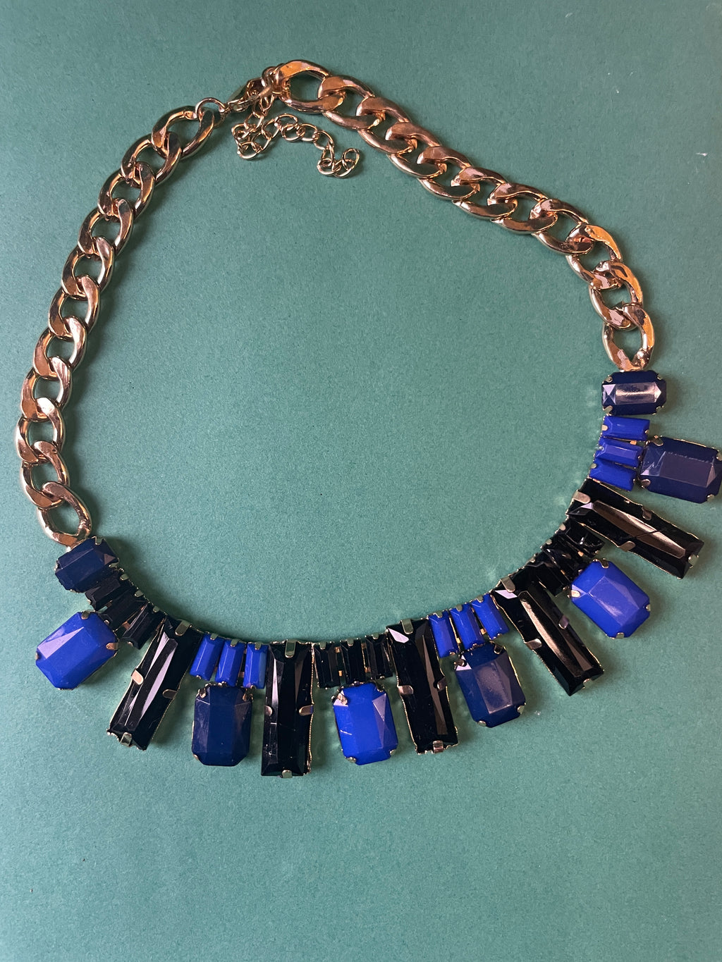 GOAH Gold plated women necklace with blue pendant