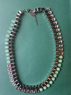 GOAH Silver plated women's necklace with skyblue and silver pendant