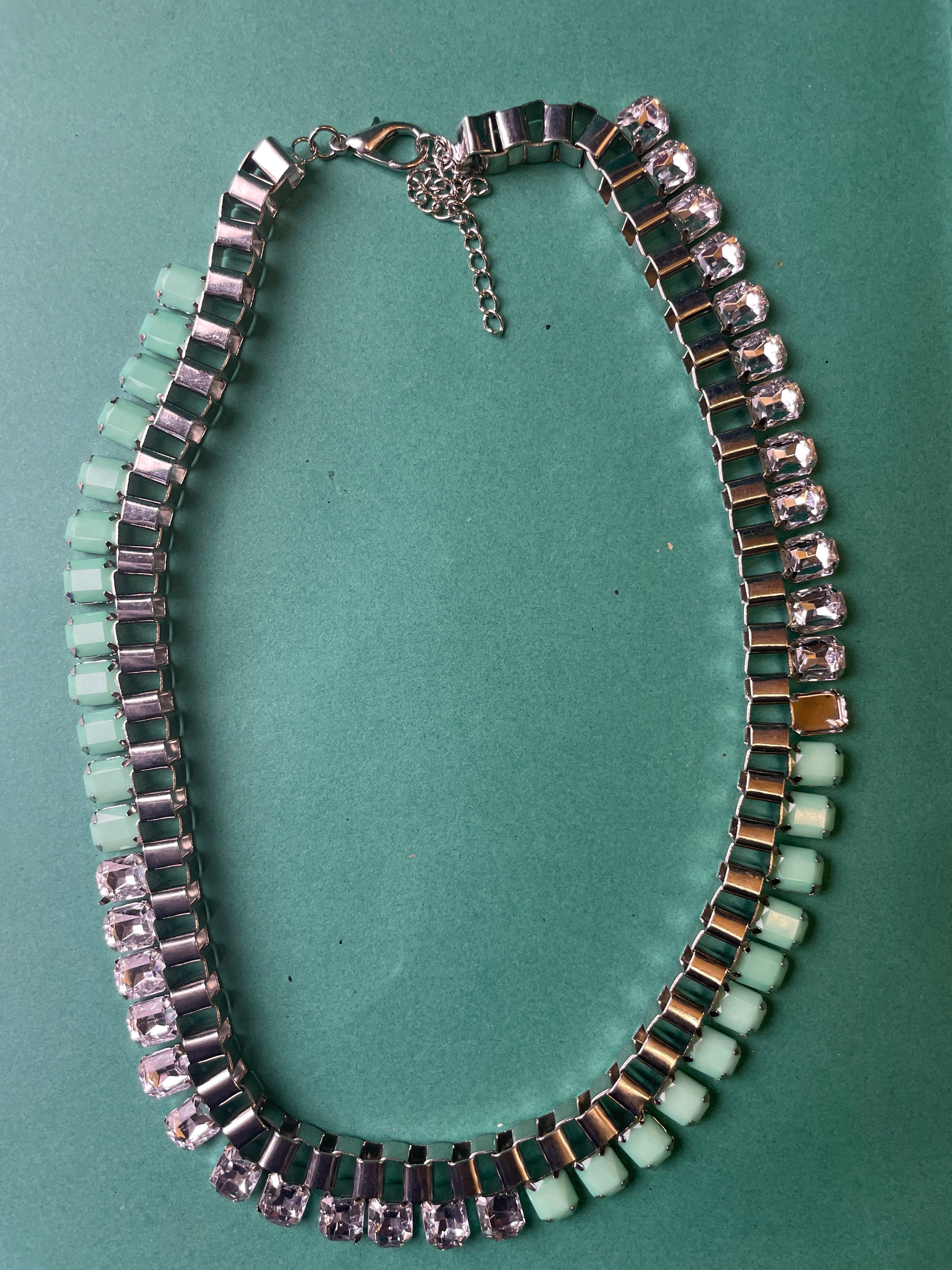 GOAH Silver plated women's necklace with skyblue and silver pendant