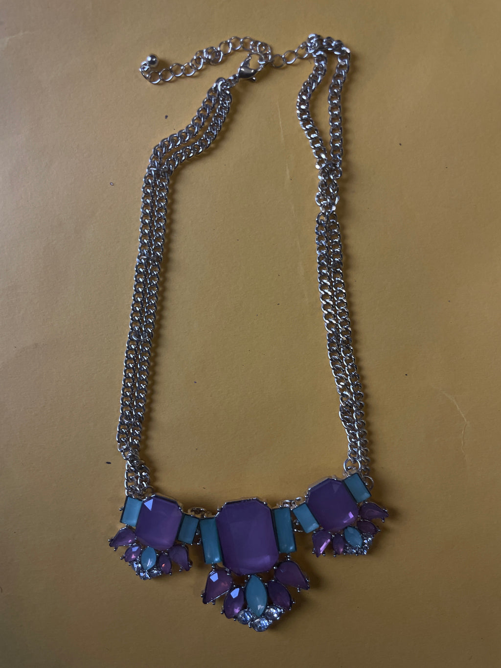 GOAH Silver-plated women's necklace with purple and grey pendant