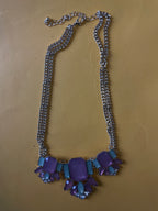 GOAH Silver-plated women's necklace with purple and grey pendant