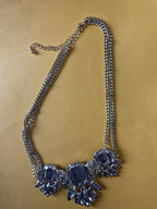 GOAH Silver-plated women's necklace with purple and grey pendant