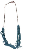 GOAH Gold plated women's necklace with blue chain