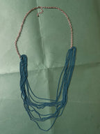 GOAH Gold plated women's necklace with blue chain