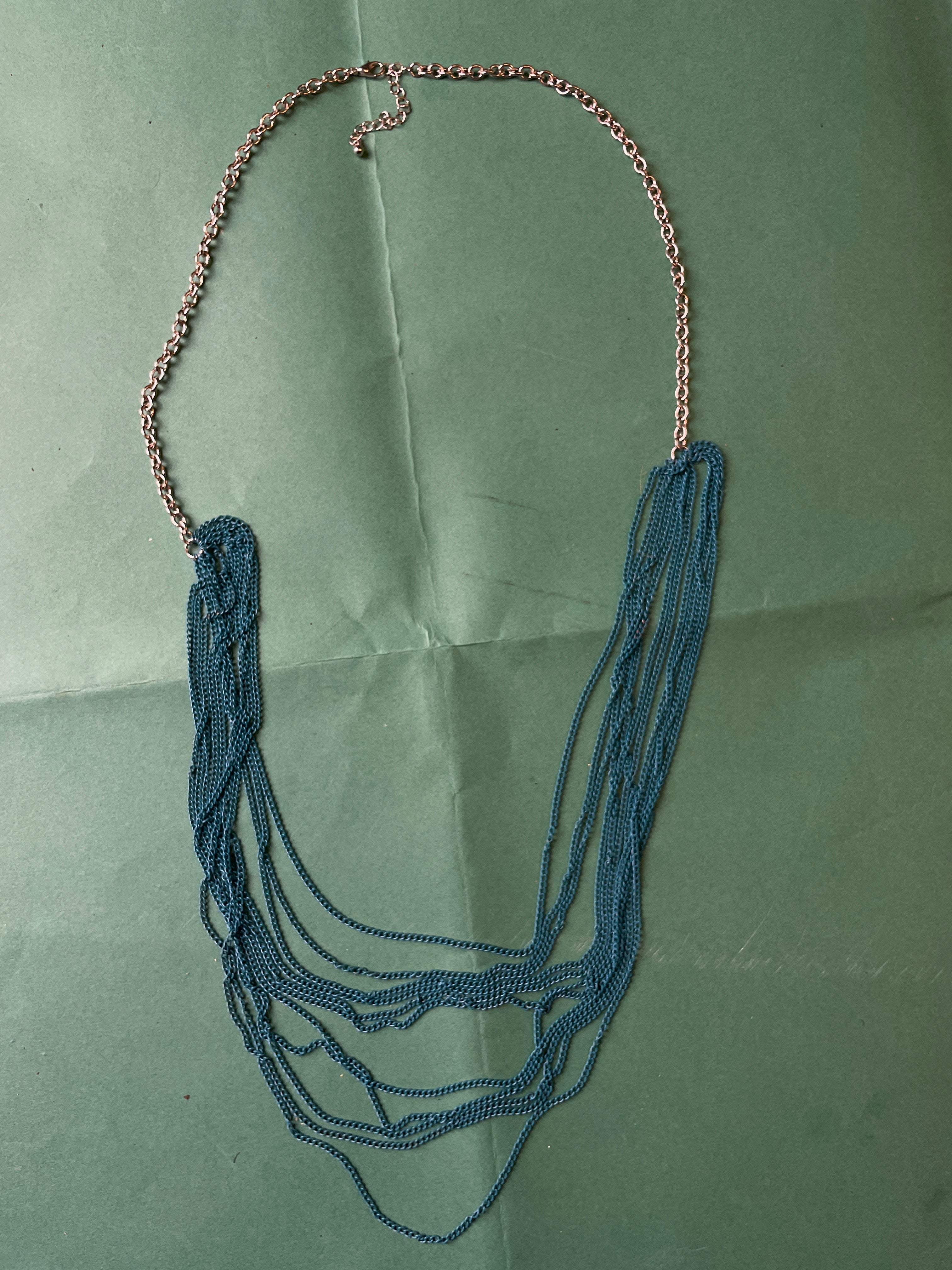 GOAH Gold plated women's necklace with blue chain