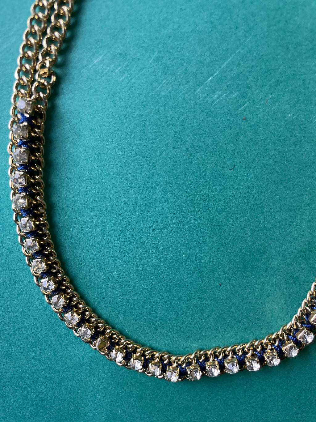 GOAH Gold plated women's necklace with blue and white pendant