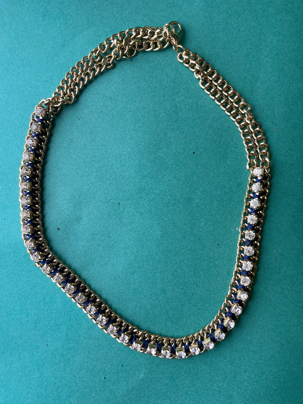 GOAH Gold plated women's necklace with blue and white pendant