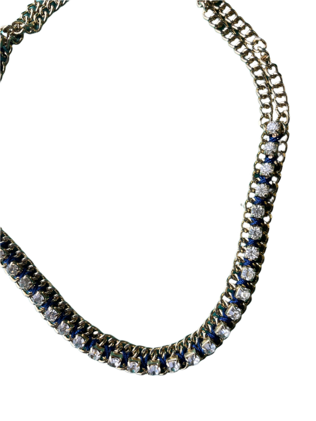 GOAH Gold plated women's necklace with blue and white pendant