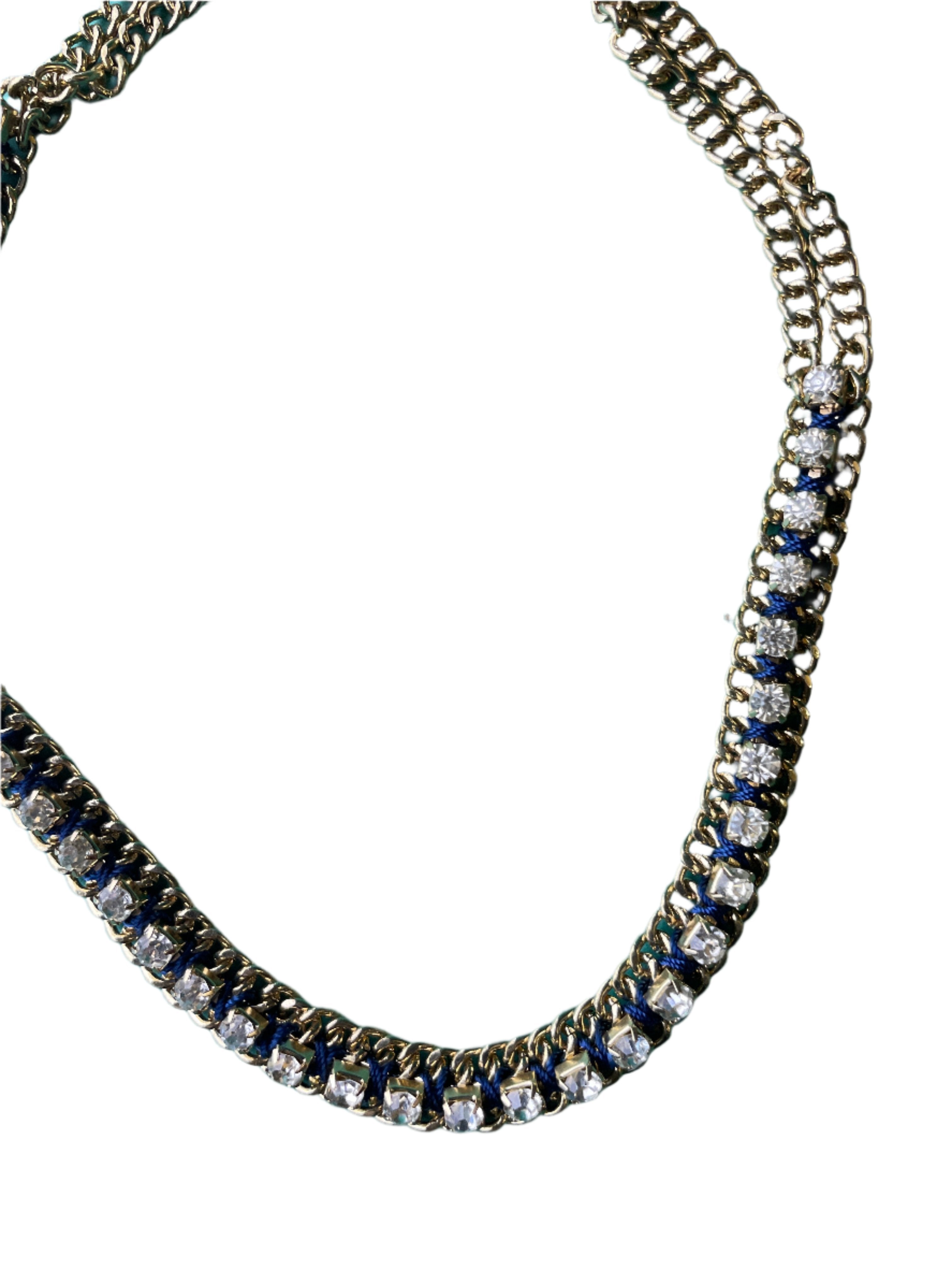 GOAH Gold plated women's necklace with blue and white pendant