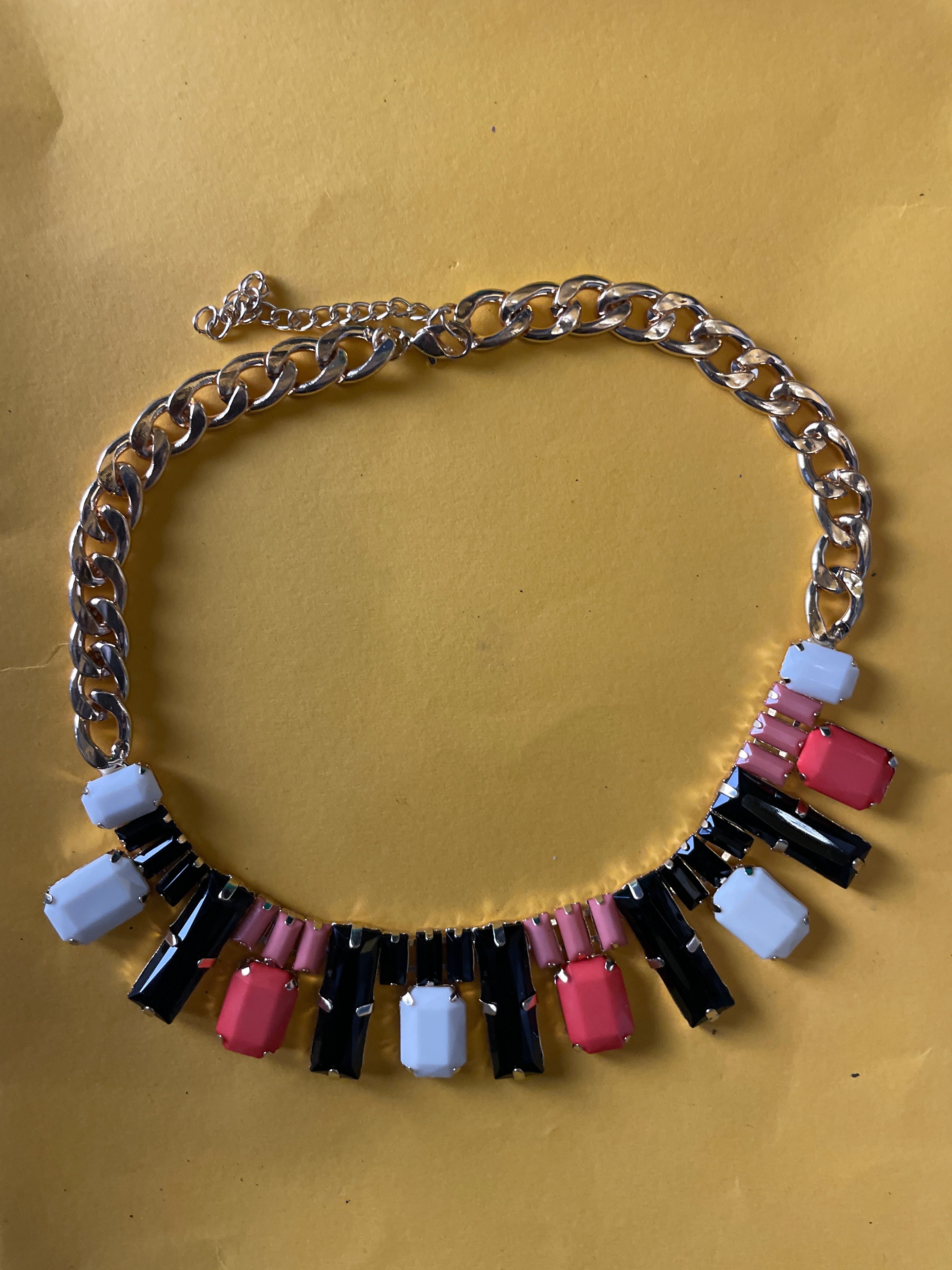 GOAH Gold chain women's necklace with multi color pendant