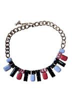 GOAH Gold chain women's necklace with multi color pendant