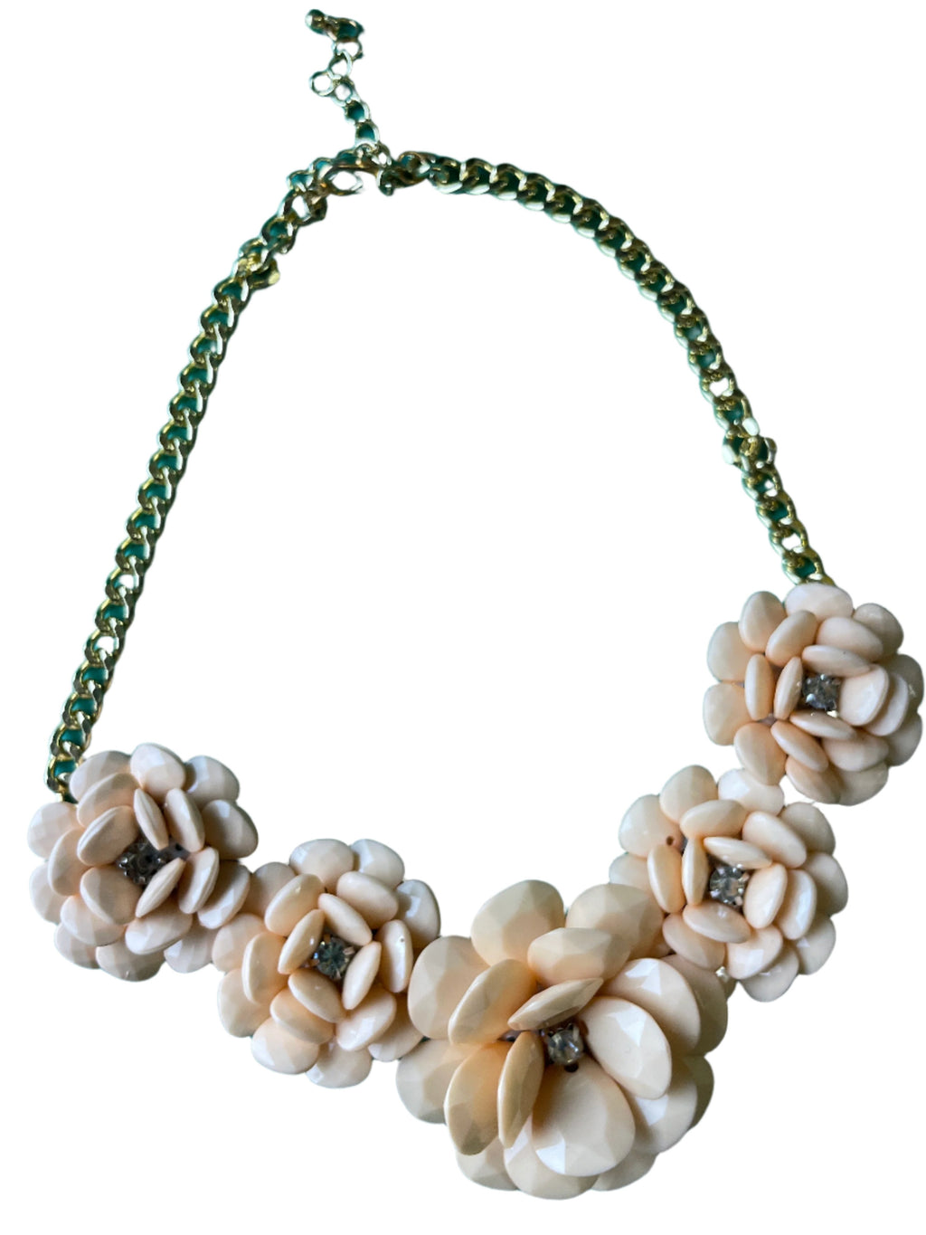 GOAH Gold chain women's necklace with flowery cream pendant