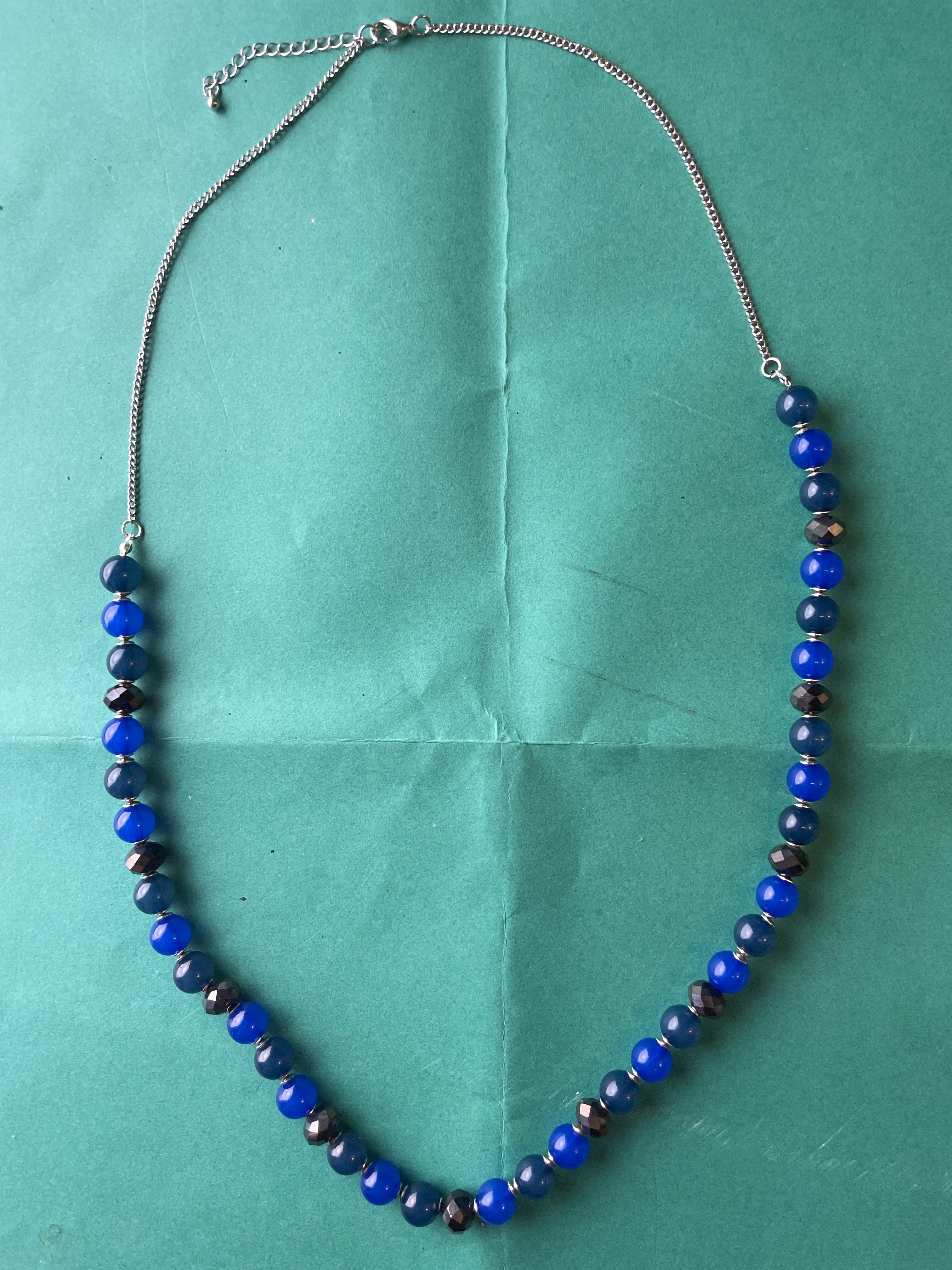 GOAH Silver chain women's necklace with blue beads