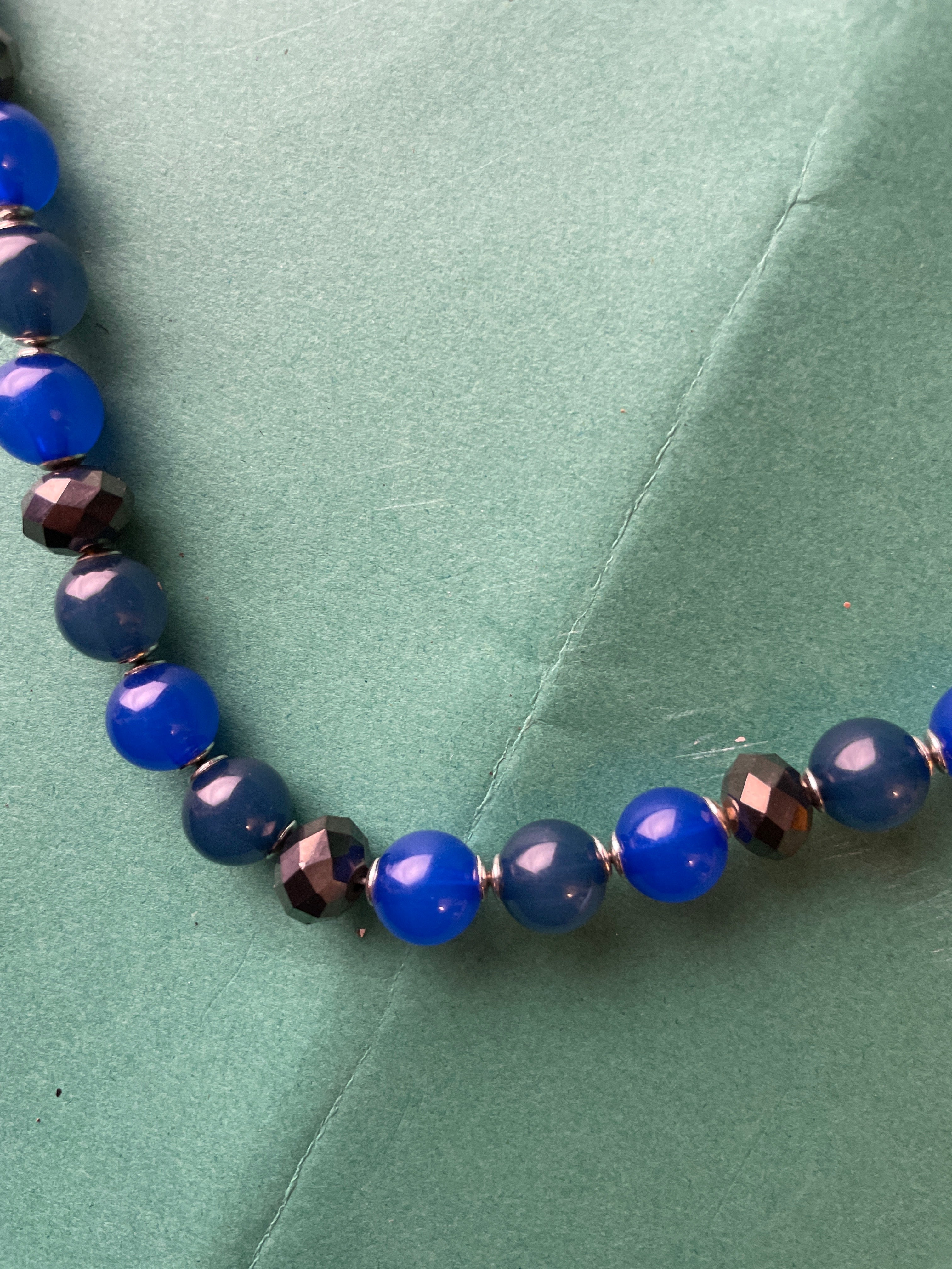GOAH Silver chain women's necklace with blue beads