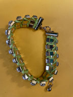 GOAH Gold chain women's necklace with a green line and crystal pendant