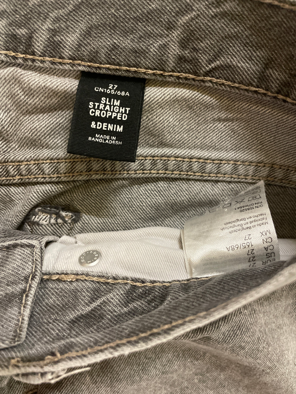 Rubynee Slim fit straight cropped denim grey jeans trouser