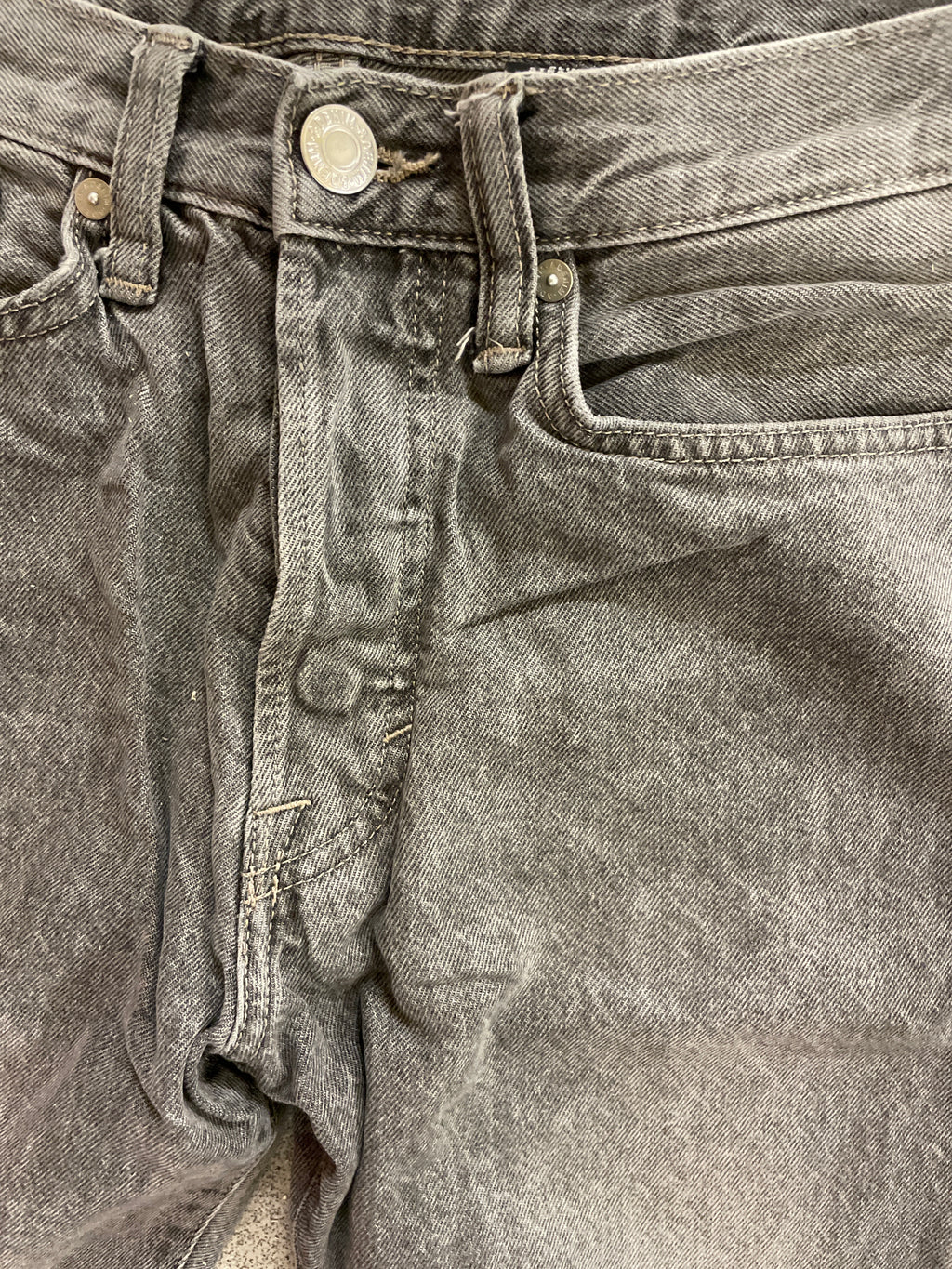 Rubynee Slim fit straight cropped denim grey jeans trouser