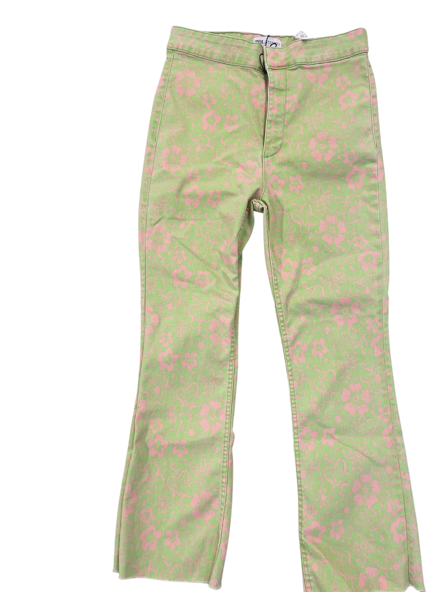 Vintage green and pink zara bootcut trouser